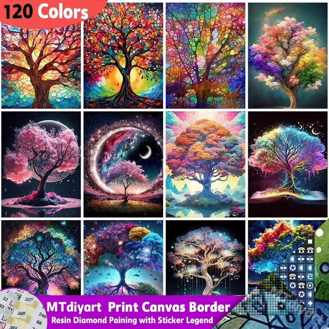 MTdiyart Diamantmalerei Set Mosaik Baum des Lebens Wanddekoration mit 120 Farben und Strasssteinen Multicolor B: 30 cm, H: 30 cm - Bild 1