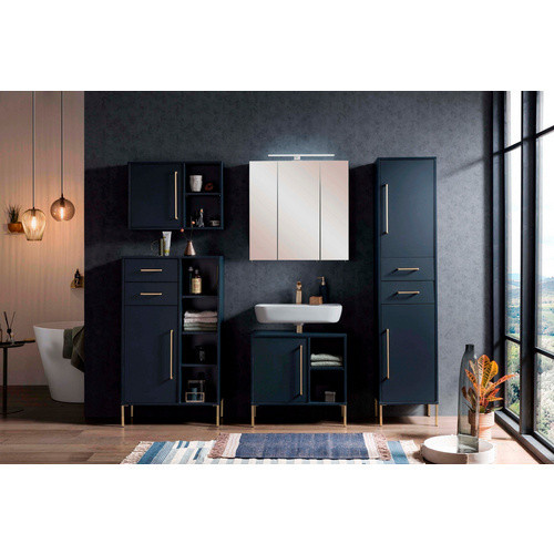 SCHILDMEYER Spiegelschrank Kent mit LED-Beleuchtung in Dunkelblau, B/H/T: 70 x 74,8 x 16 cm - Bild 2