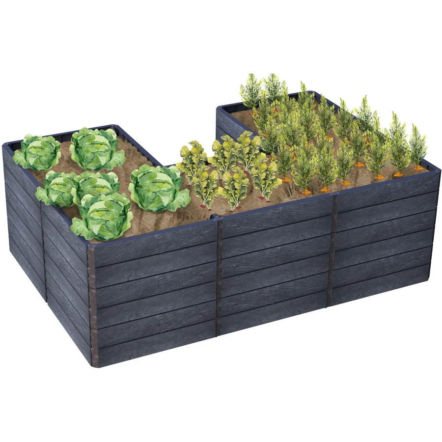 Garantia Hochbeet-System Ergo Quadro U L in Stone mit Flora Wassersparsystem, B/T/H: 240 x 75 x 160 cm - Bild 2