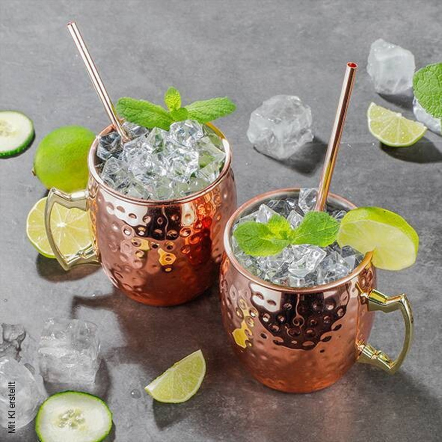 HI 2er-Set Moscow Mule Kupferbecher aus Edelstahl in Gold, Silber und Orange - Bild 2