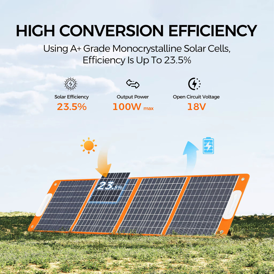 FlashFish TSP18V100W Faltbares Solarpanel Tragbares Solarladegerät mit DC und USB-Ausgang für Outdoor, Camping und Wohnmobil - Bild 2