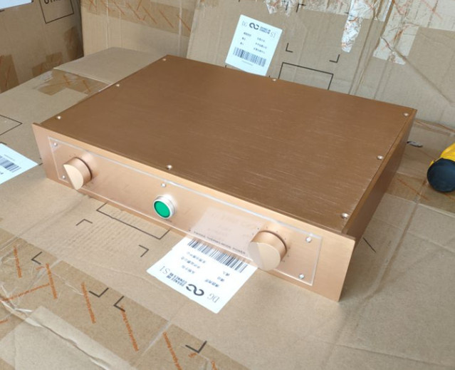 GZbotolave FM-Serie FM300A Vollaluminium-Verstärkergehäuse für DIY-Montage in Gold, B: 350 mm, H: 90 mm - Bild 1