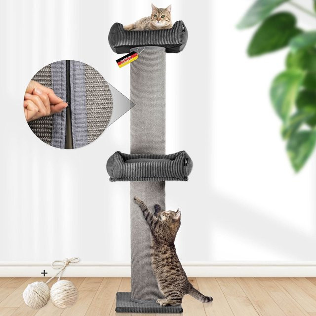 Lycce Kratzbaum FRIEDA XXL Kratztonne mit austauschbaren Sisal-Matten und waschbarem Cord-Bezug - Bild 1