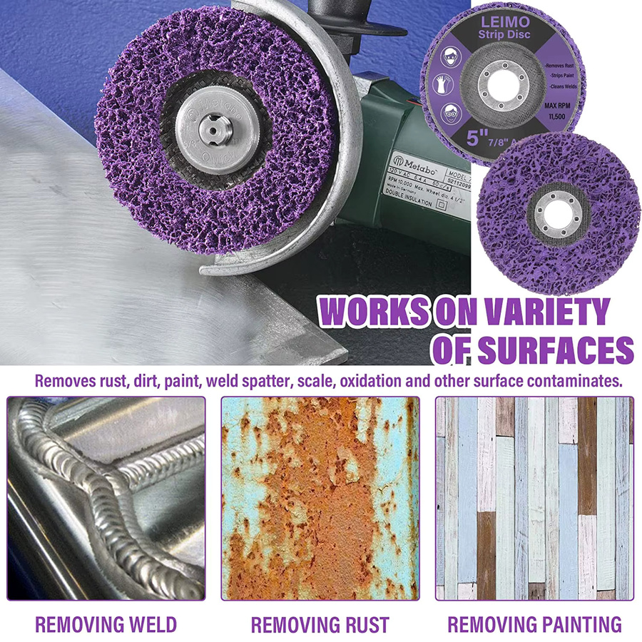 NuoDunco Poly-Strip Korallenschleifscheibe zum Entfernen von Farbe und Rost für Winkelschleifer, Farbe: Lila, Durchmesser: 100 mm, 115 mm oder 125 mm - Bild 5