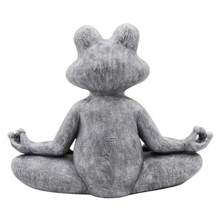 Zen Yoga Frosch Figur aus Harz in Grau als Gartenstatue und Deko-Skulptur für Innen und Außen - Bild 2