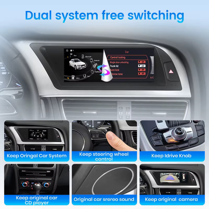 Junsun 8,8 Zoll Bluetooth Wireless CarPlay Android Auto Autoradio für Audi A4 A4L B8 2009-2016 8-Kern 4G WiFi Stereo Multimedia Player in Schwarz - Bild 5