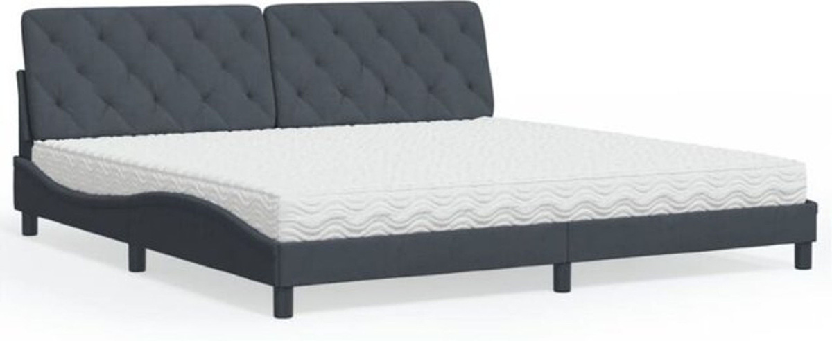 Modernes Polsterbett mit Matratze von vidaxl aus Samt und Metall in Grau, B/T/H: 200 x 200 x 74,5 cm - Bild 1