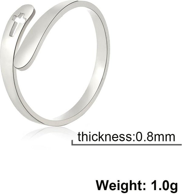 YULIN Ring Christliches Kreuz, Edelstahl, Weiß, Unisex, Verstellbar - Bild 1