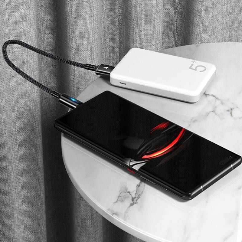 Fonken USB-Ladekabel mit Micro-USB und USB-C Anschluss, 2,4 A Schnellladekabel mit Kontrollleuchte, schwarz, Länge: 25 cm - Bild 4