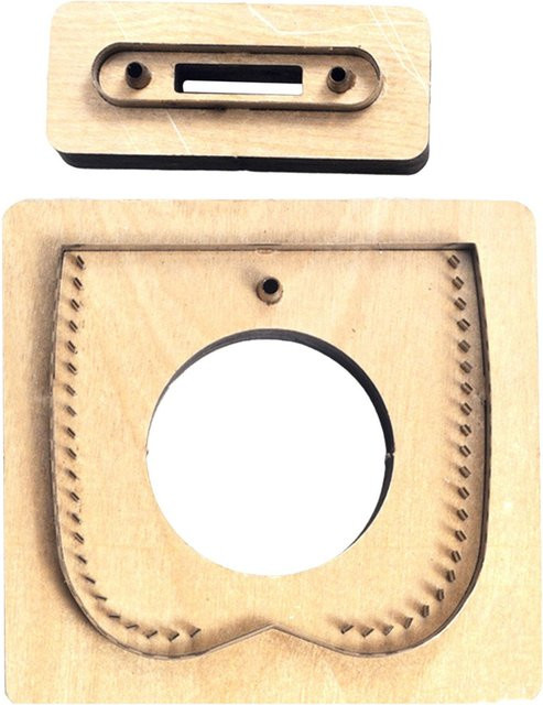 Leder Stanzschablone für DIY Lederhandwerk in Beige mit Holzkomponente - Bild 1