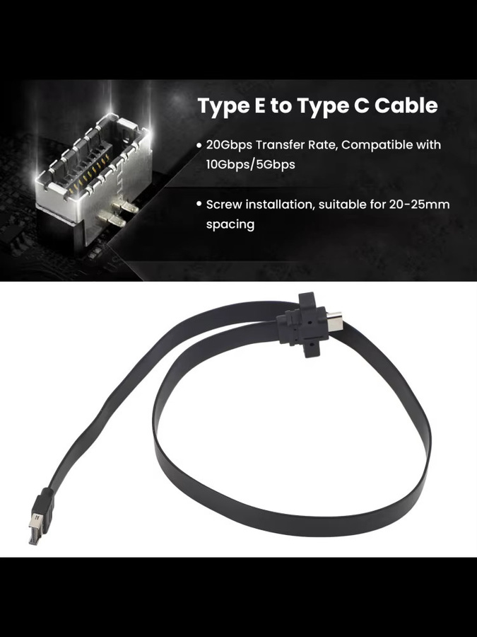 USB-C auf USB-C Adapterkabel Typ E auf Typ C, Frontplatten-Adapter für 20 Gbit/s Datenübertragung, Schwarz, Länge: 0,5 m - Bild 4