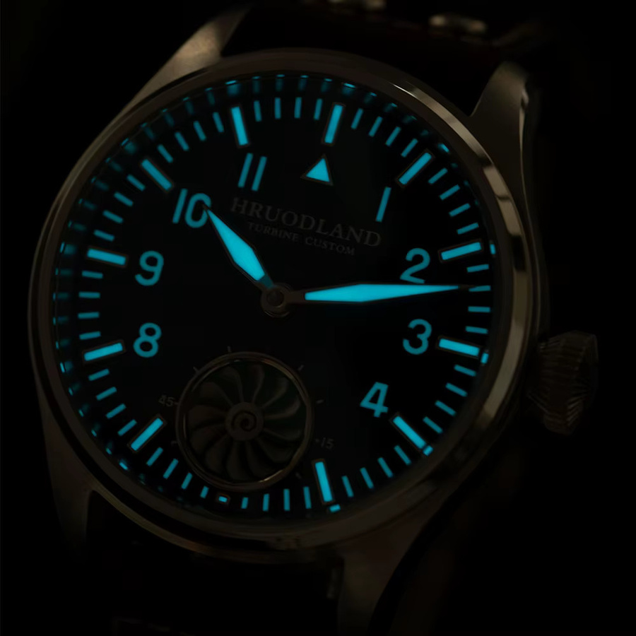 Hruodland Armbanduhr, Handaufzug, Edelstahl, Leder, Herren, Schwarz - Bild 3