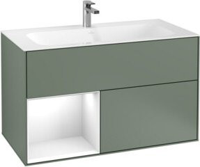 V&B Waschtischunterschrank Finion mit Wandbeleuchtung in Weiß lackiert, B: 99,6 cm, H: 49,8 cm - Bild 1