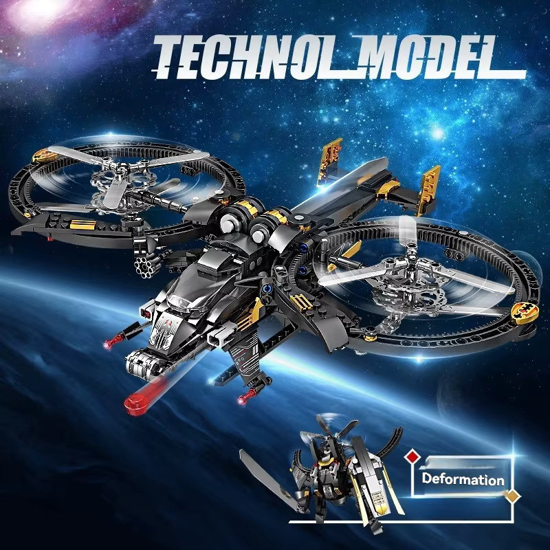 HUATEC Science Fiction Aricraft Starfighter Variable Mecha Mini Bricks Baustein Set in Schwarz - Bild 2