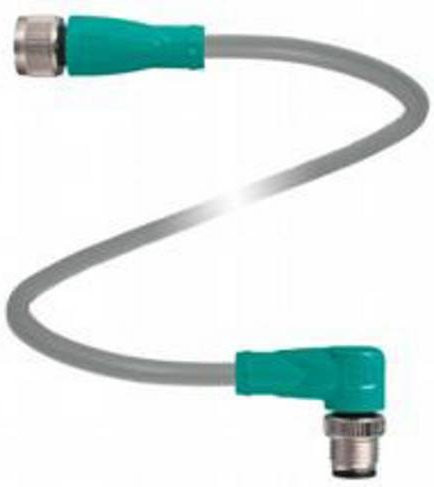 Pepperl+Fuchs 223527 Sensor-Aktor-Steckverbinder M12 und M8, gewinkelt und gerade, Buchse, grau, 4 Polzahl, Kabellänge: 1,00 m - Bild 1