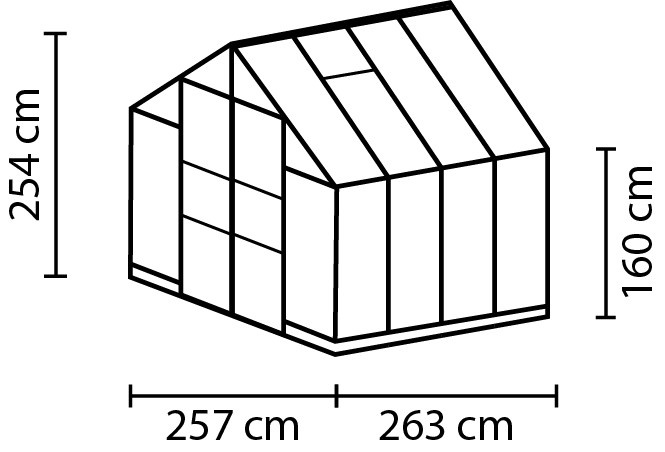 Vitavia Gewächshaus Olymp 6700 in Schwarz mit 3 mm ESG-Glas, B: 257 cm, T: 258 cm, Fläche: 6,7 m² - Bild 3