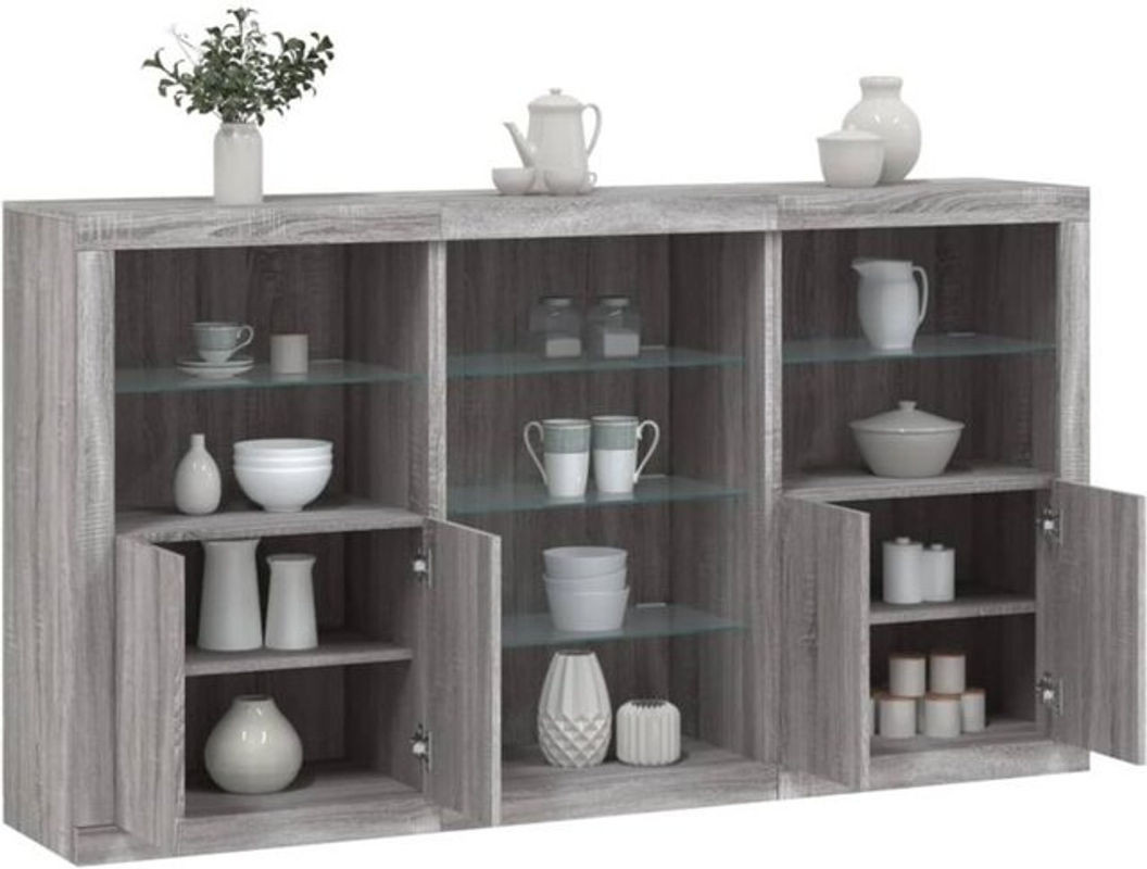 Modernes Sideboard mit LED-Leuchten von Vidaxl in Grau Sonoma, B/T/H: 181,5 x 37 x 100 cm - Bild 1