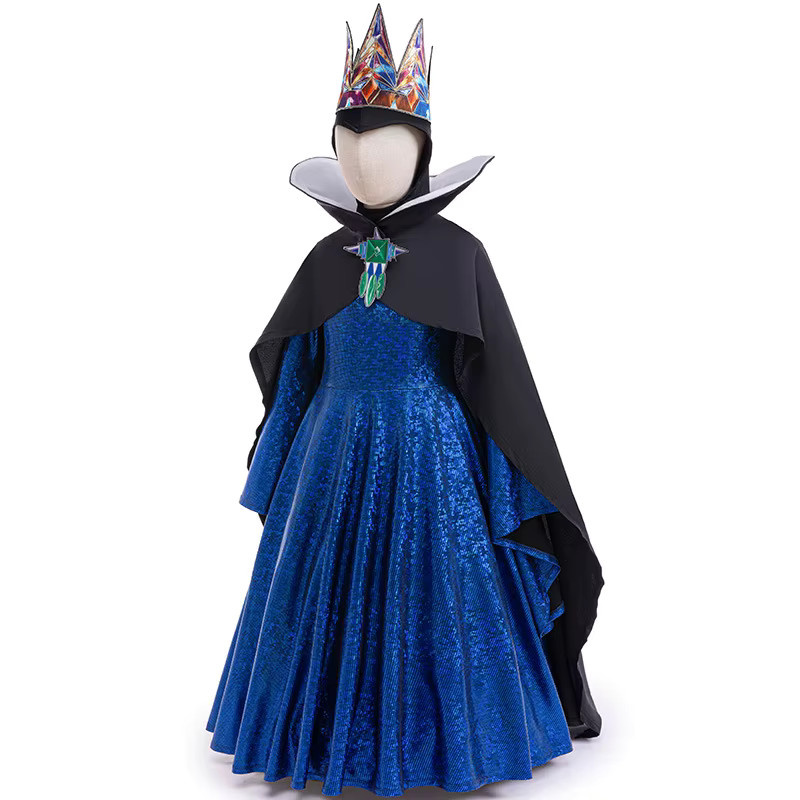 ollobebe Schneewittchen Böse Königin Kostüm, Cosplay-Kleid, Set mit Kronenumhang, Fantasy - Bild 2