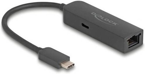 Delock USB-C auf LAN Adapter Ethernet 10/100/1000 Mbit/s Schwarz 66938 - Bild 1