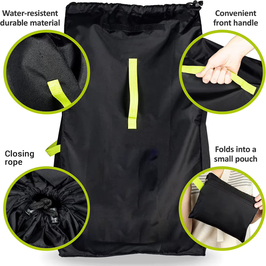 Schutzhülle für Kinderwagen und Babytrage aus 420D Oxford Textil in Schwarz mit Schultergurt zur Aufbewahrung und für Flugzeugreisen - Bild 1