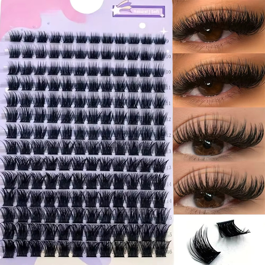 LIMEIKAI Faux Nerz Wimpern Cluster, 168 Stück, D Curling, 9-16mm, Unisex - Bild 6