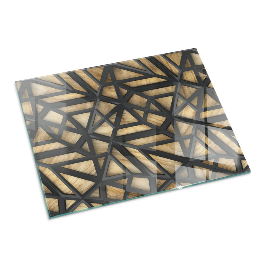 Tulup Kamin Glasplatte Geometrie aus Glas in Braun B: 80 cm, H: 60 cm - Bild 2