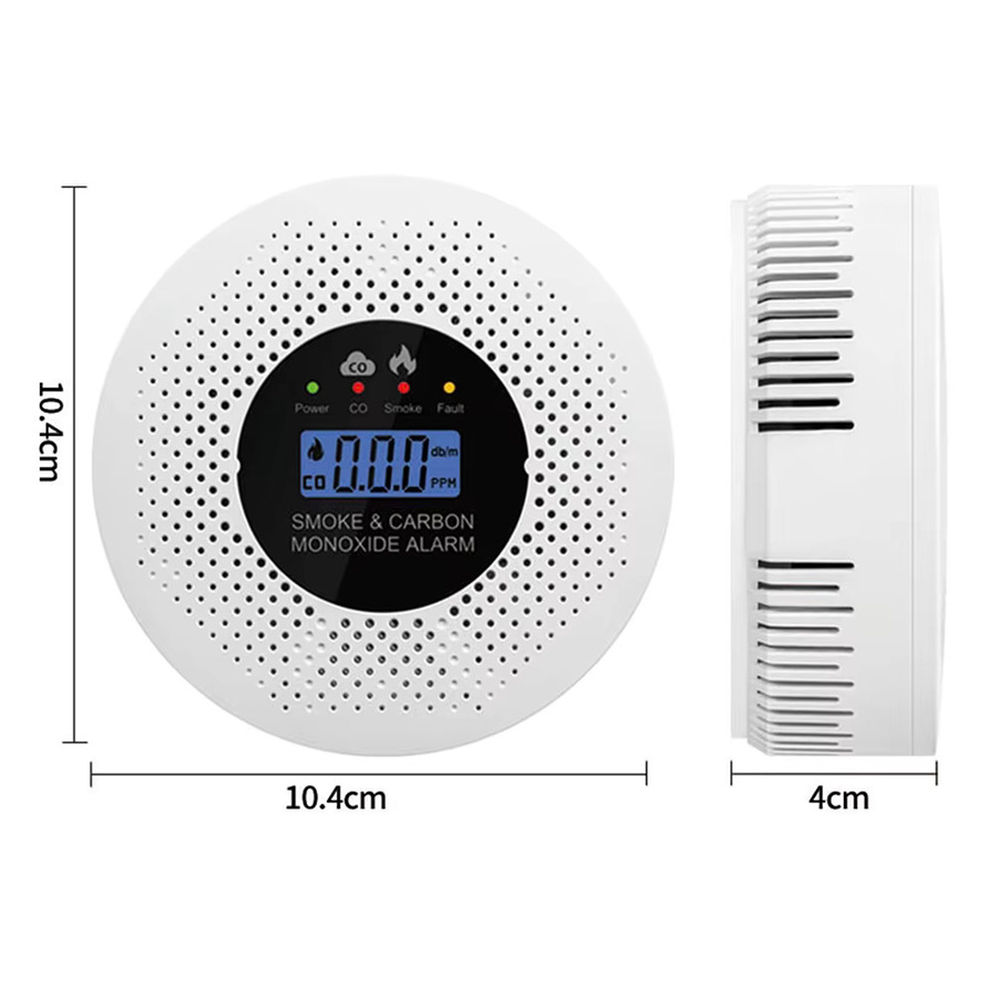 Gaqqee 2-in-1 CO-Rauchmelder mit LCD-Display und akustischer sowie visueller Warnfunktion in Weiß - Bild 2
