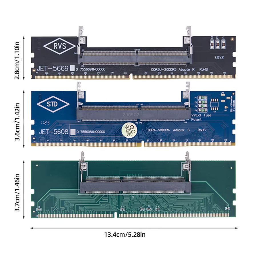 ALLOET DDR3 DDR4 zu SO-DIMM Adapter für Laptop RAM Speicher, 240pin und 288pin DIMM Riser Karte für Desktop-PCs - Bild 5