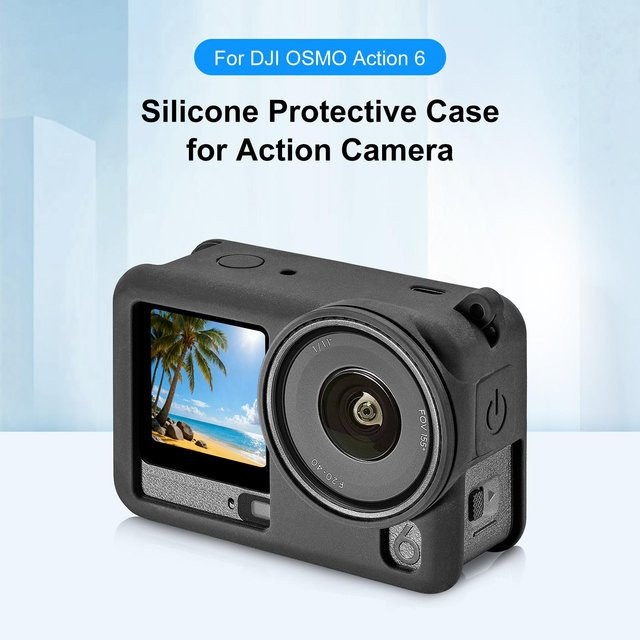 DJI Osmo Action 6 Silikonhülle in Schwarz mit Objektivschutzkappe und Sicherungsseil - Bild 1