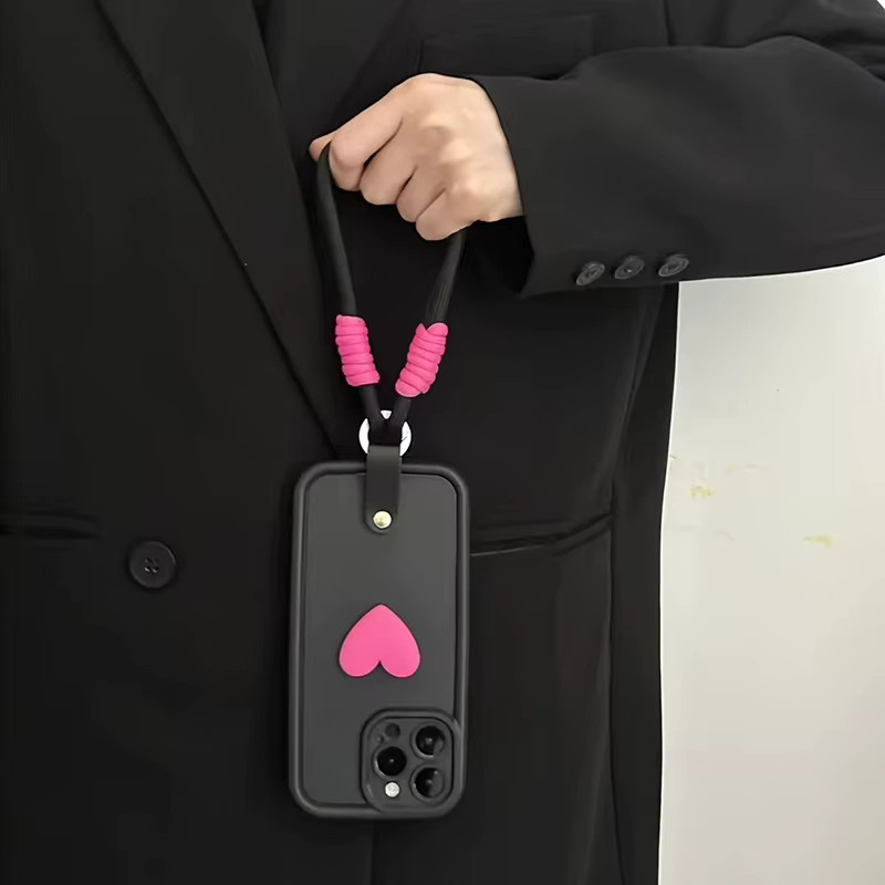 3D-Liebesherz-Handyhülle mit weichem Trageband für iPhone Modelle in Schwarz - Bild 3