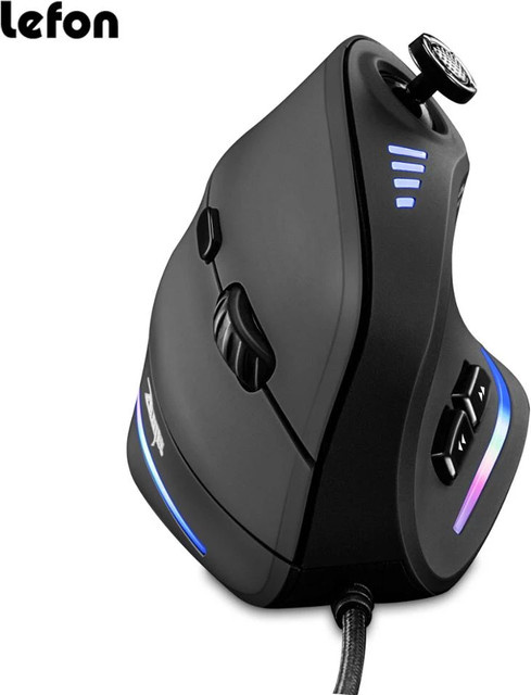 Zelotes C18 Vertikale Ergonomische Gaming Maus mit RGB, 10000 DPI und programmierbaren Joysticks, Schwarz - Bild 1