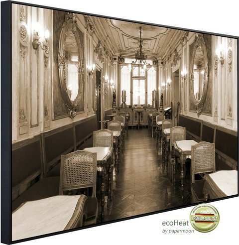 papermoon EcoHeat Infrarotheizung Vintage Cafe Interieur in Bunt mit Matt-Effekt, App-Steuerung und Überhitzungsschutz - Bild 1