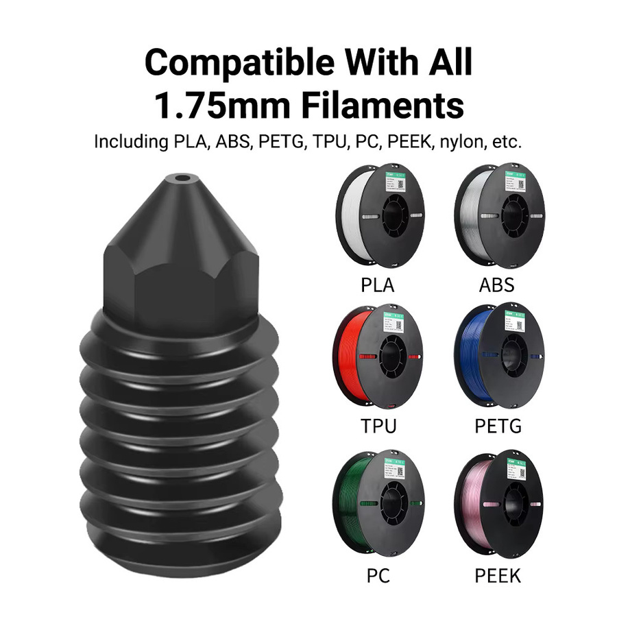 5 Stück Austauschbare Hartstahl Düsen für Bambu Lab A1, A1 Mini, H2D und P2S im Set mit 0,2 mm, 0,4 mm, 0,6 mm und 0,8 mm für dein Hotend Upgrade - Bild 5