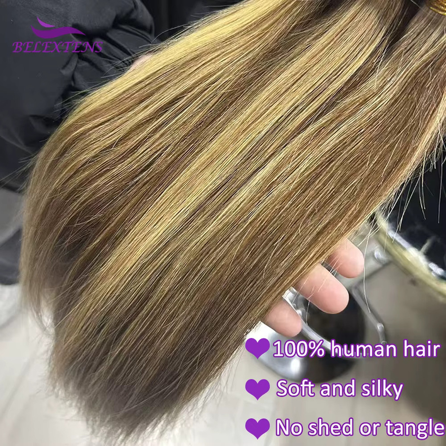 BELEXTENS Highlight Straight Bundles, Brasilianisches Echthaar, Ombre Honigblonde - Bild 4