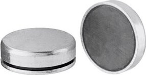 nVent HOFFMAN Flachgreifermagnet aus Ferrit ohne Gewinde, Durchmesser: 40 mm, Farbe: Silber, Material: verzinkter Stahl - Bild 1