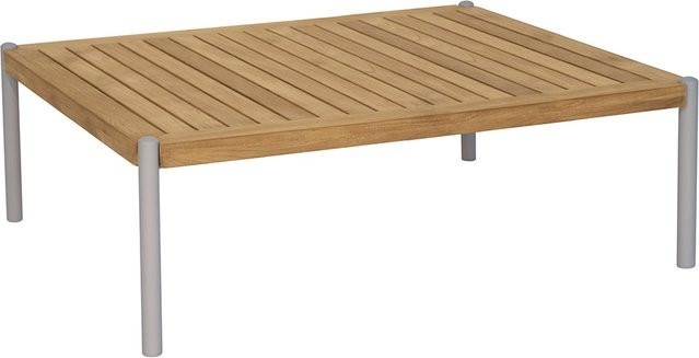 Stern Beistelltisch Taro aus Aluminium in Greige mit Teak Tischplatte B/T: 100 x 80 cm - Bild 1