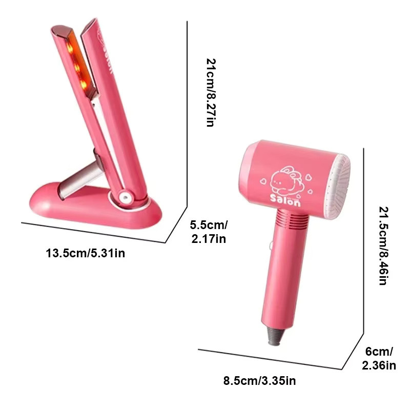 Kmoist Friseursalon Rollenspiel Set für Kinder in Pink mit Haartrockner und Make-up Zubehör - Bild 3