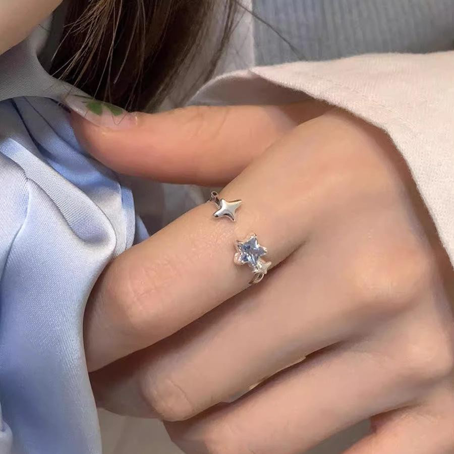 Sternring Damen, Silber, blauer Kristall - Bild 2