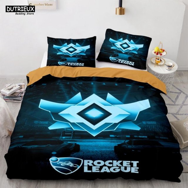 Rocket League Einzelbettwäsche Set mit Auto-Motiv für Jungen und Jugendliche, Blau, B/H: 135 x 200 cm - Bild 1