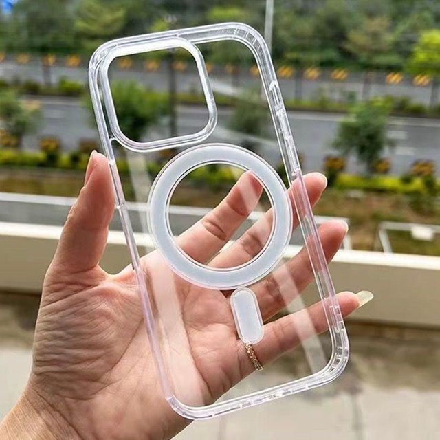 Transparente MagSafe-kompatible magnetische kabellose Ladehülle für iPhone 7 bis iPhone 17 Pro Max Plus, stoßfeste Schutzhülle - Bild 1