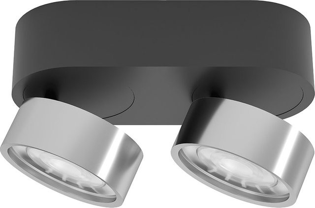 LUX-IT Swing 75 Round LED-Deckenstrahler 2-flammig in Schwarz und Silber mit warmweißem Licht (2700K) - Bild 1