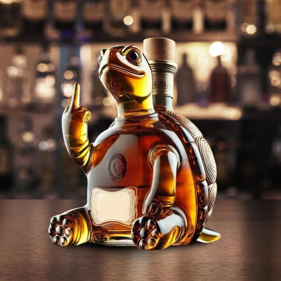 HOME9 Whiskey Karaffe mit lustigem Mittelfinger- und Enten-Design, transparent, 295 ml - Bild 2