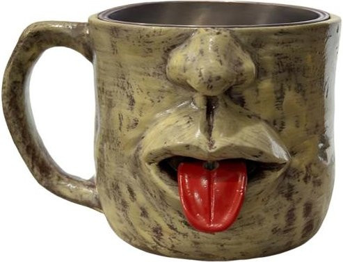Klassische Tasse Schüttelnde Zunge mit Edelstahl-Innenleben aus Keramik in Beige - Bild 1