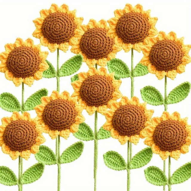 Handgemachter gehäkelter Sonnenblumenstrauß von Binchi Keji Travel in Gelb - Bild 1