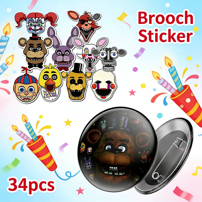Five Nights at Freddy's Kombinationsset aus metallischer Brosche und Aufklebern in Multicolor - Bild 5