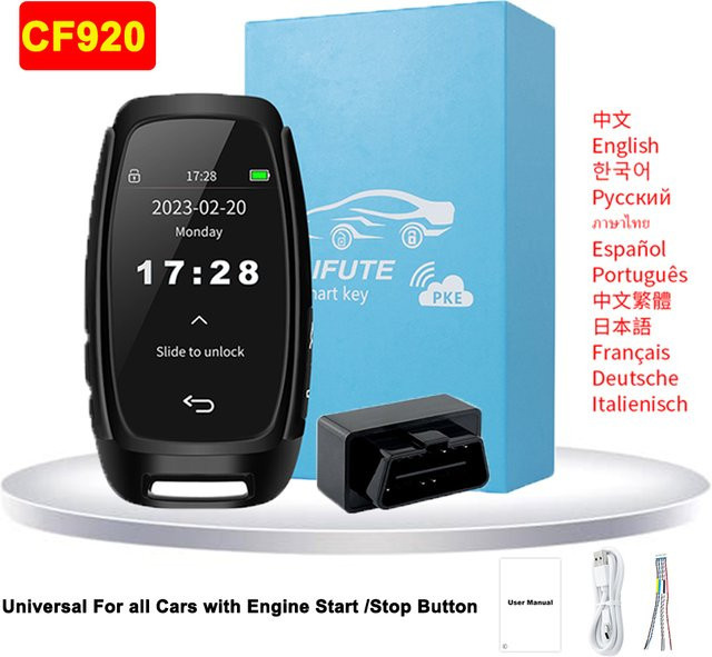 YIQIXIN CF920 LCD Display Smart Remote Auto Schlüssel in Schwarz für BMW Mercedes Benz Audi Kia Hyundai Land Rover Lexus Fiat Honda Toyota mit OBD und Keyless Go Funktion - Bild 1
