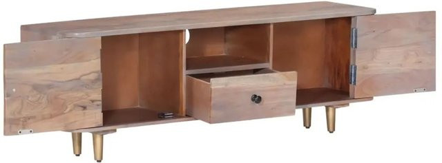 vidaXL TV-Schrank aus massivem Akazienholz in Braun und Grau im industriellen Look B/T/H: 118 x 30 x 40 cm - Bild 1