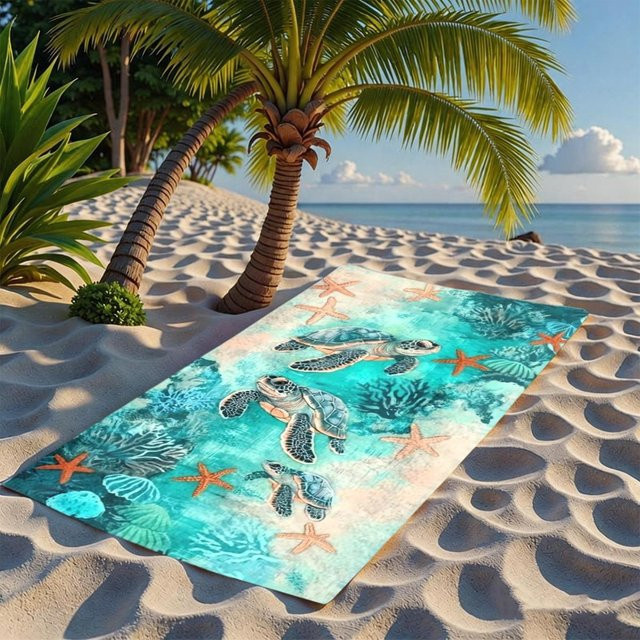 Sandfreies und schnelltrocknendes Strandtuch von JMG Household Supplies in Türkis, B/H: 80 x 160 cm - Bild 1