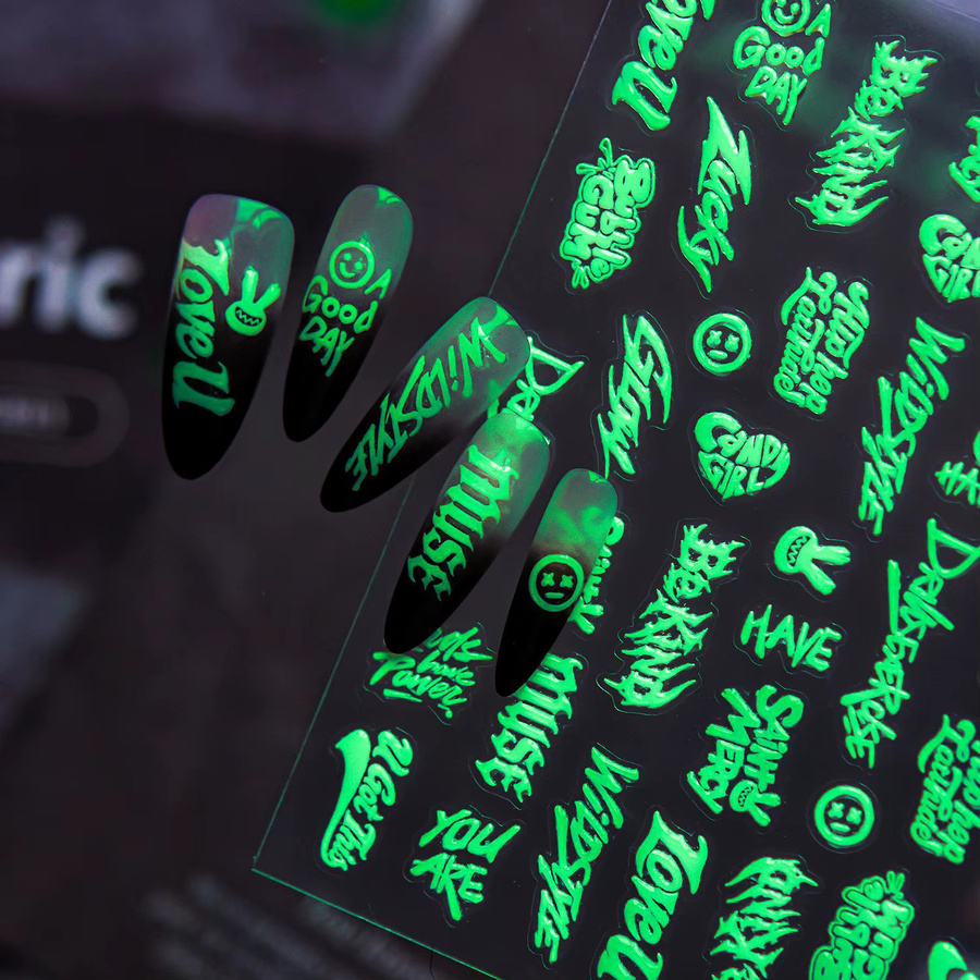 Rhstoe Nagelaufkleber Graffiti-Schriftzug Love U Shine, Glänzend, Unisex - Bild 2