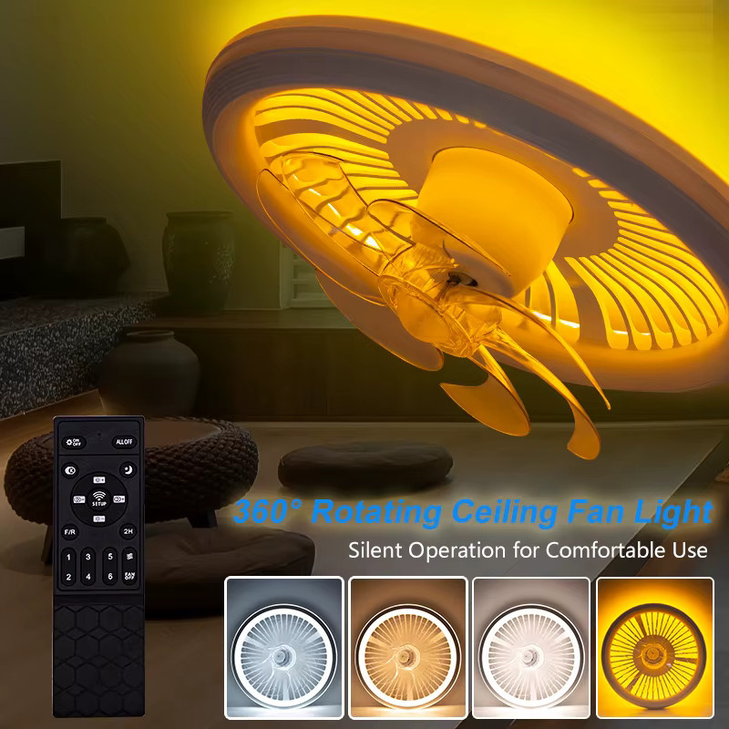 MING&BEN Moderner Deckenventilator mit Licht und Fernbedienung in Weiß, Geräuschlose Ventilatorlampe mit stufenloser Dimmung für Schlafzimmer und Wohnzimmer - Bild 4